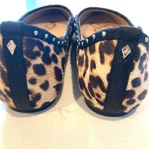 Sam Edelman Riviera Sand Leopard Print Studded Animal Pointy Toe Flats Size 7 - Picture 5 of 7